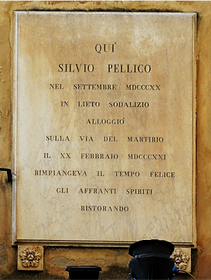 Venezia, lapide in ricordo del soggiorno di Sivio Pellico in Calle de l'Ascension in Wikipedia